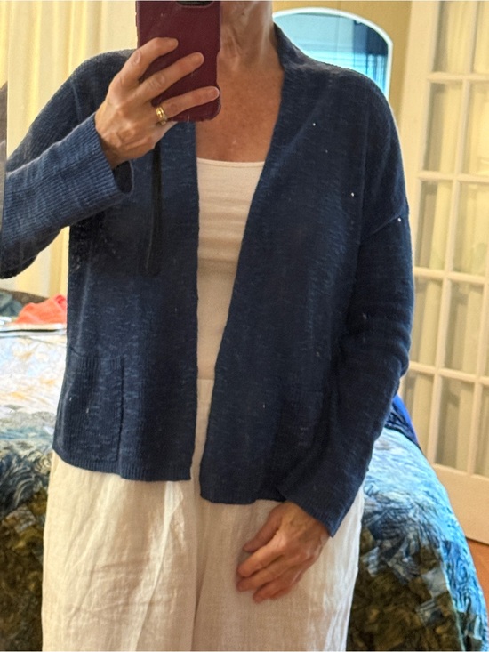 Eileen Fisher Sweaters - Classic Eileen Fisher Open-Front blue  Women's Cardigan Sweater